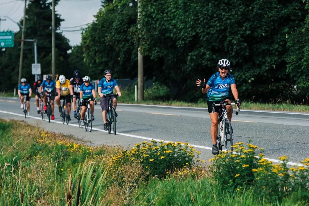 The Ride 2023 Event Participant Riders in a line